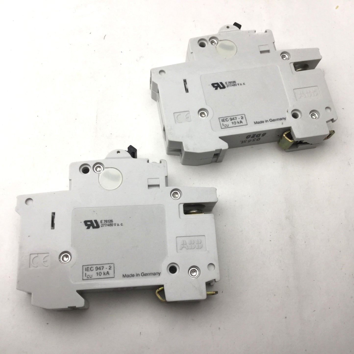 Used Lot of 2 ABB S261 D20 Circuit Breaker, 1 Pole, 20A, 230-400VAC, DIN Rail