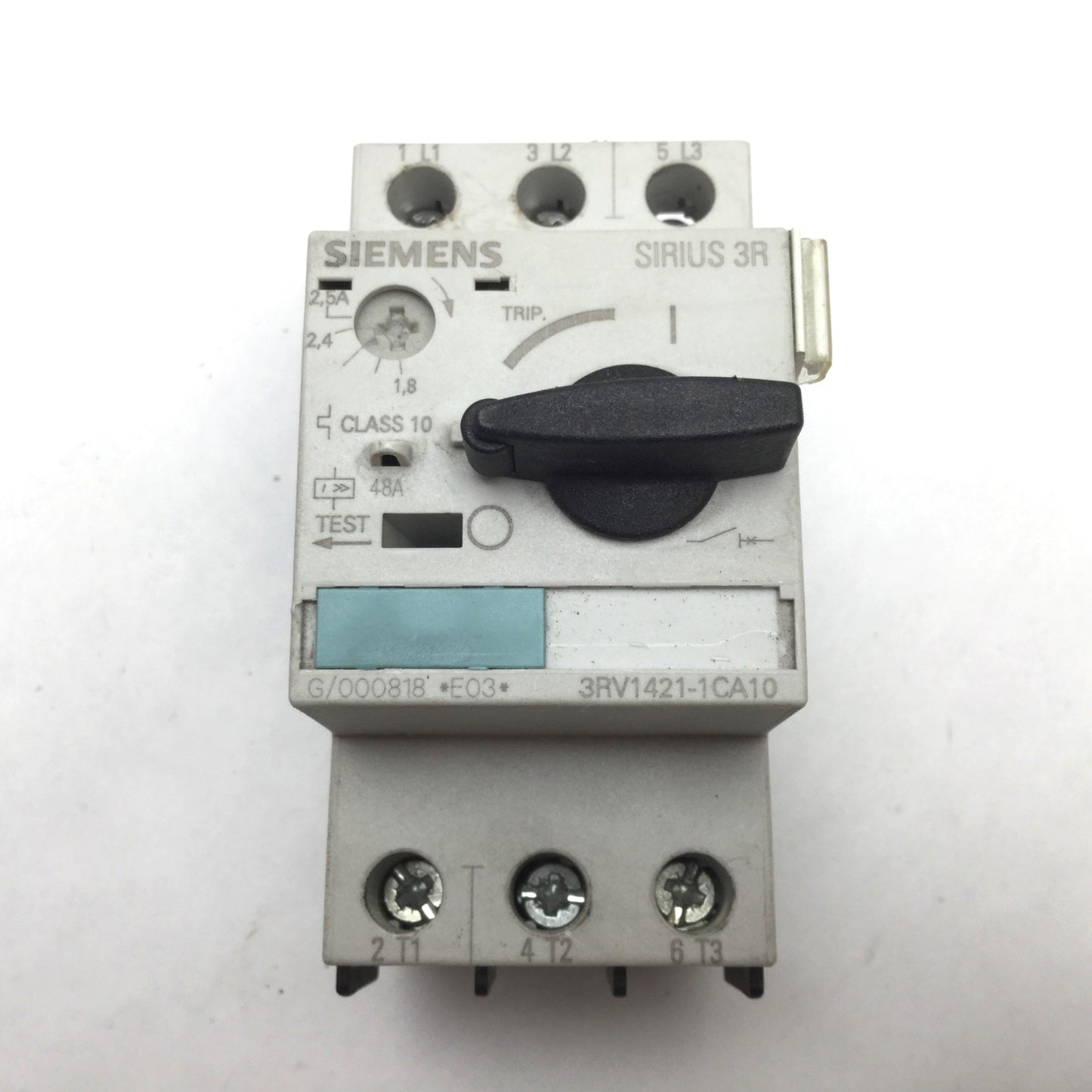 Used Siemens 3RV1421-1CA10 Motor Protection Circuit Breaker, 3-Pole, 1.8-2.5A 690V