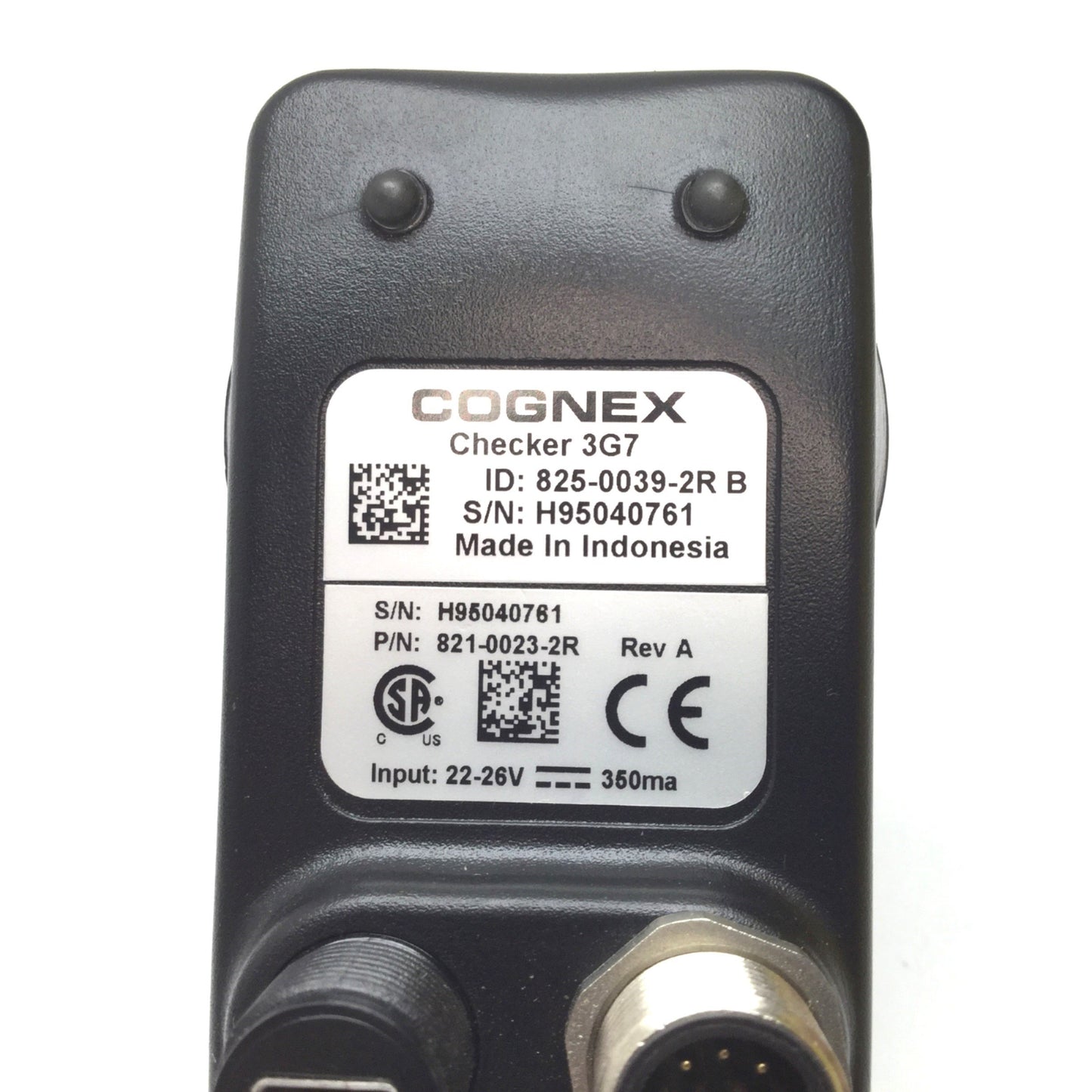 Used Cognex 825-0039-2R Checker 3G7 Smart Camera Vision Sensor, 22-26VDC, With Cables