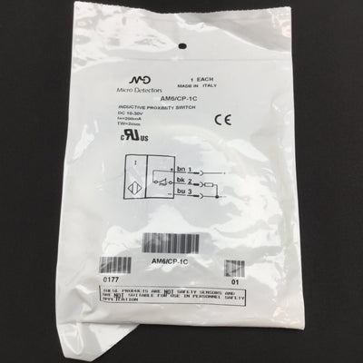 New Micro Detectors AM6/CP-1C Inductive Proximity Sensor Switch, 2mm, 10-30VDC, M12