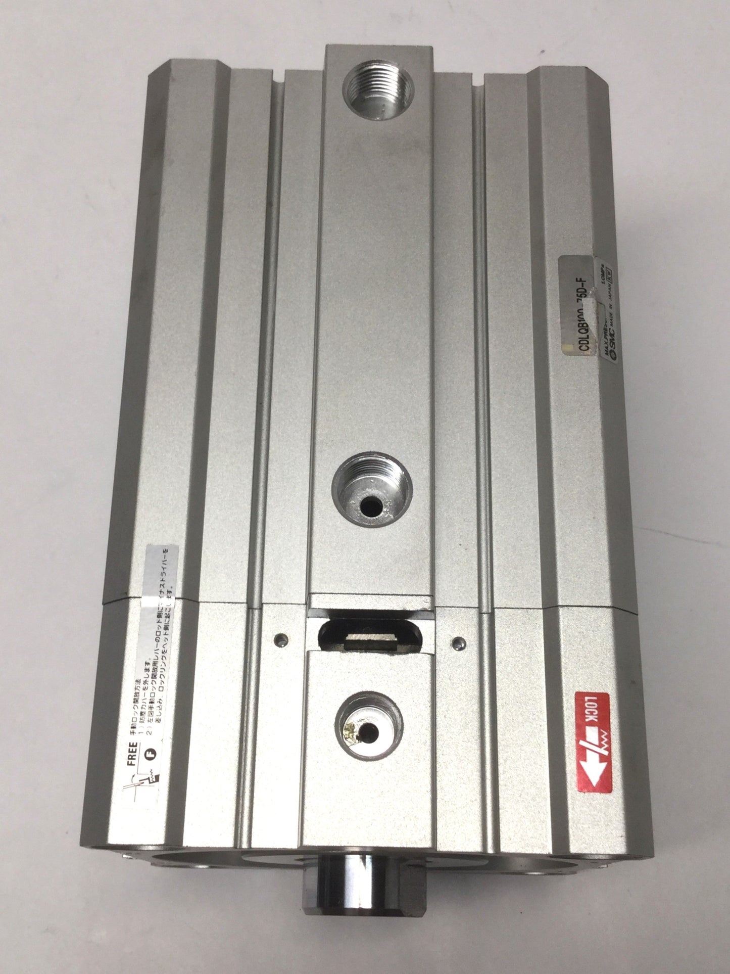 Used SMC CDLQB100-75D-F Compact Cylinder w/ Lock 100mm Bore, 75mm Stroke, Rc 3/8