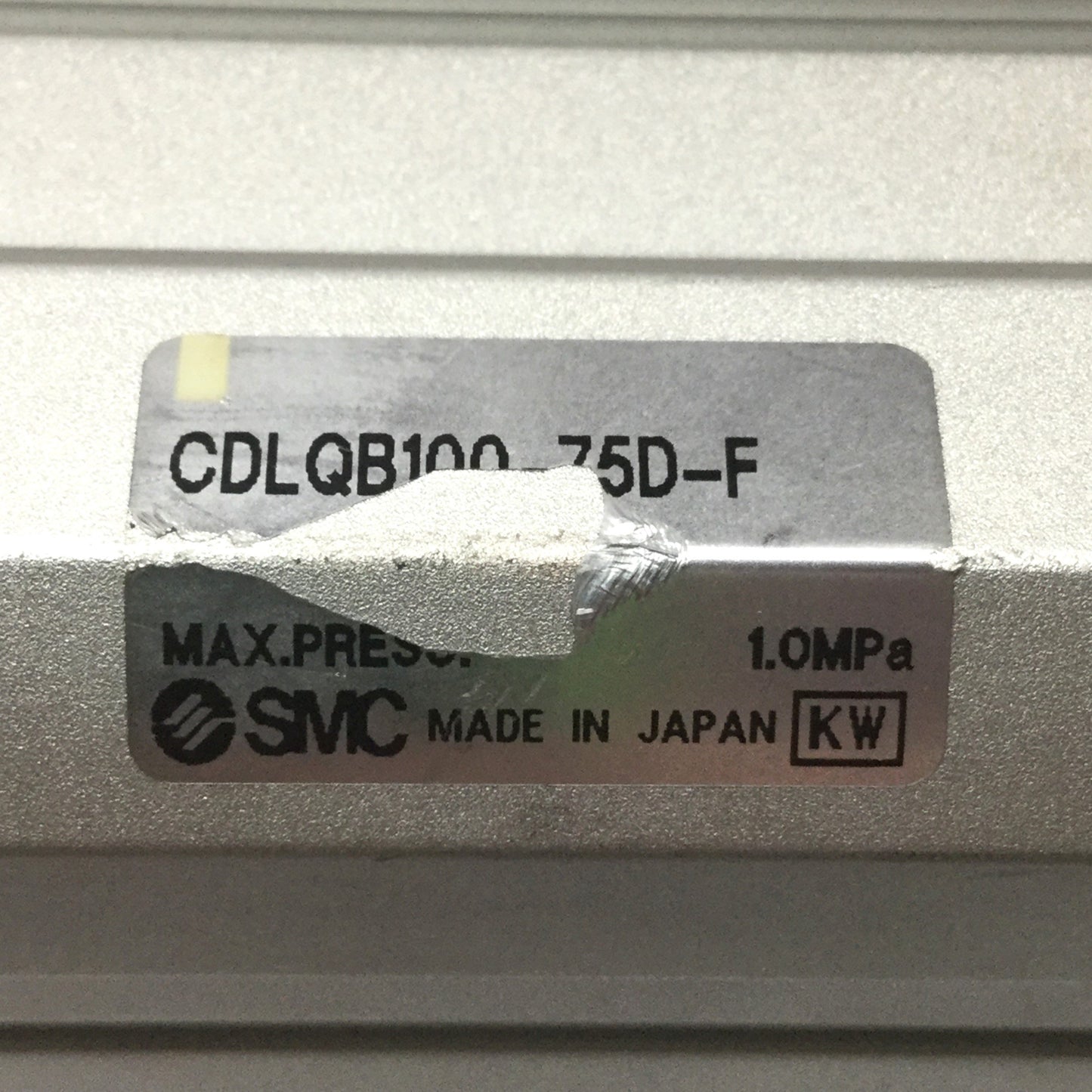 Used SMC CDLQB100-75D-F Compact Cylinder w/ Lock 100mm Bore, 75mm Stroke, Rc 3/8