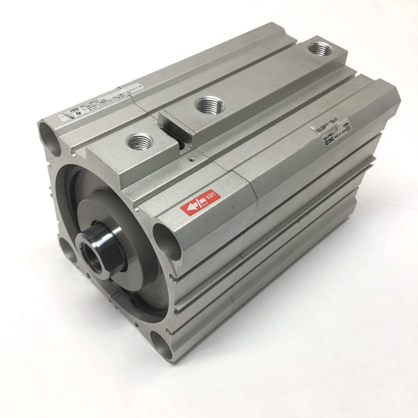 Used SMC CDLQB100-75D-F Compact Cylinder w/ Lock 100mm Bore, 75mm Stroke, Rc 3/8