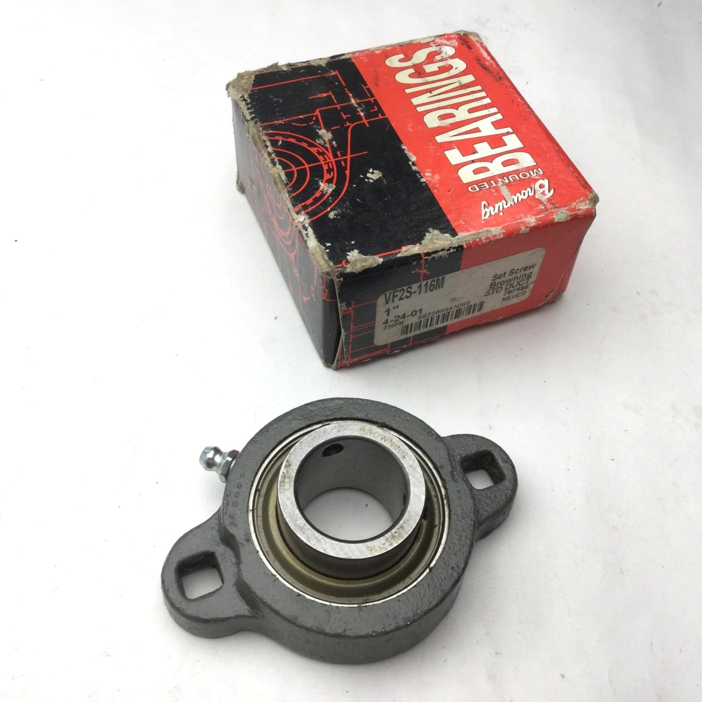 Used New Browning VF2S-116M Ball Bearing Two Bolt Flange Mount, 1" Bore, Ductile Iron