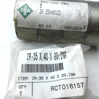New Other Lot of 5 INA IR35X40X20 Needle Roller Bearings, Bore Diameter: 35mm, No Box