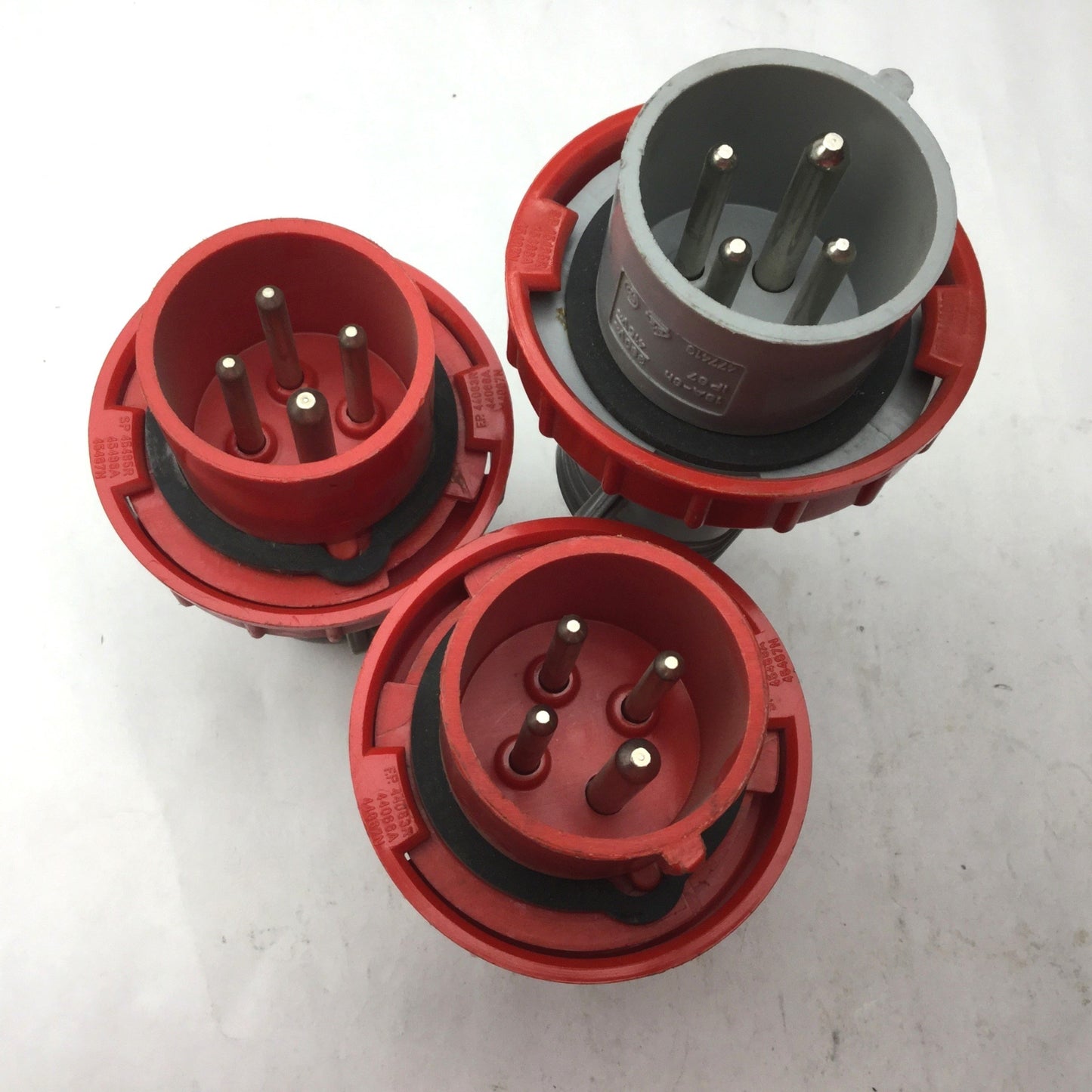 Used Lot of 3 Palazzoli 477413 Male Connector Plugs 16A-6H, IP67, 380/415VAC
