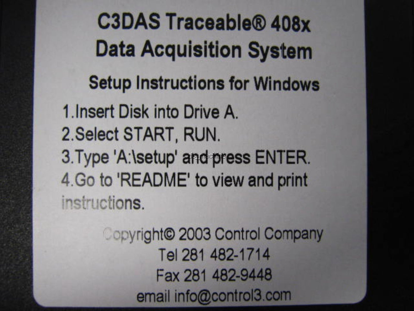 New New Control Company C3DAS Traceable 408x Data Acquisition System for Windows