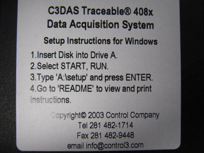 New New Control Company C3DAS Traceable 408x Data Acquisition System for Windows