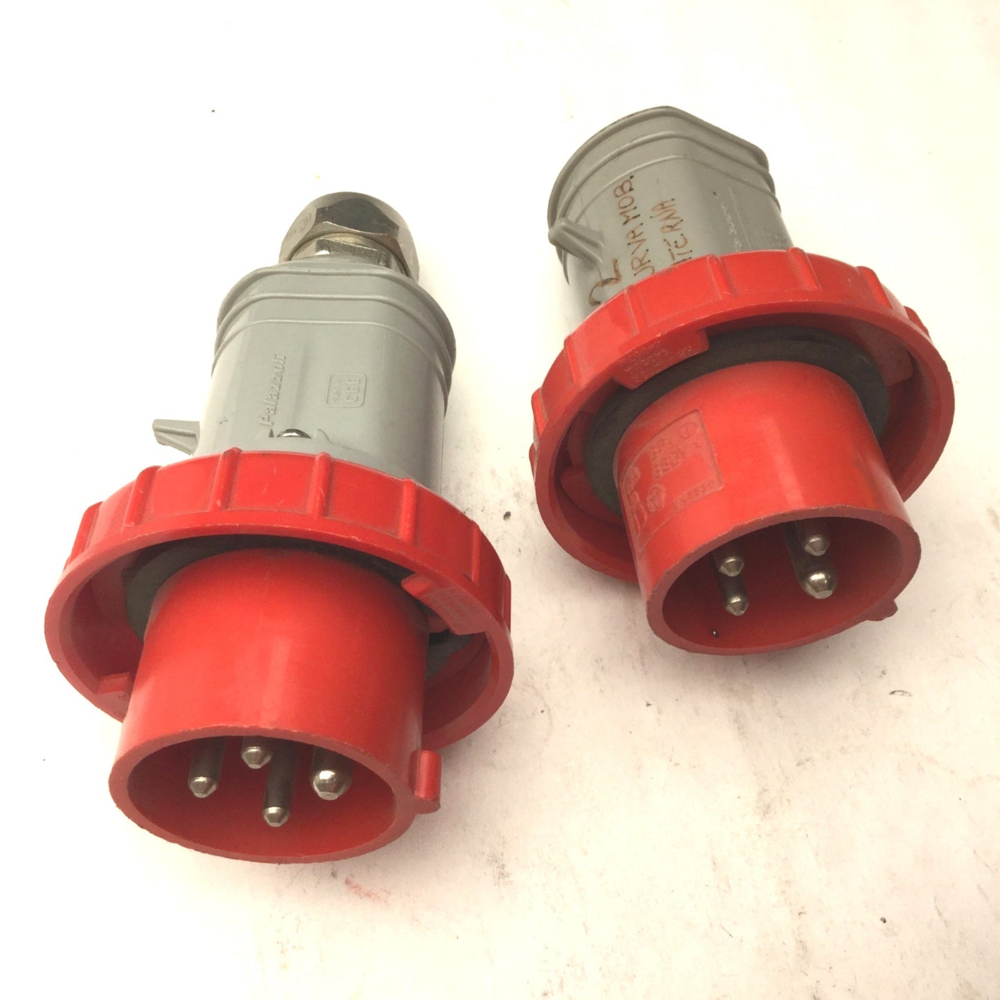 Used Lot of 2 Palazzoli V.45530 Male Connector Plugs 16A, 6H, 3PH+, 380VAC