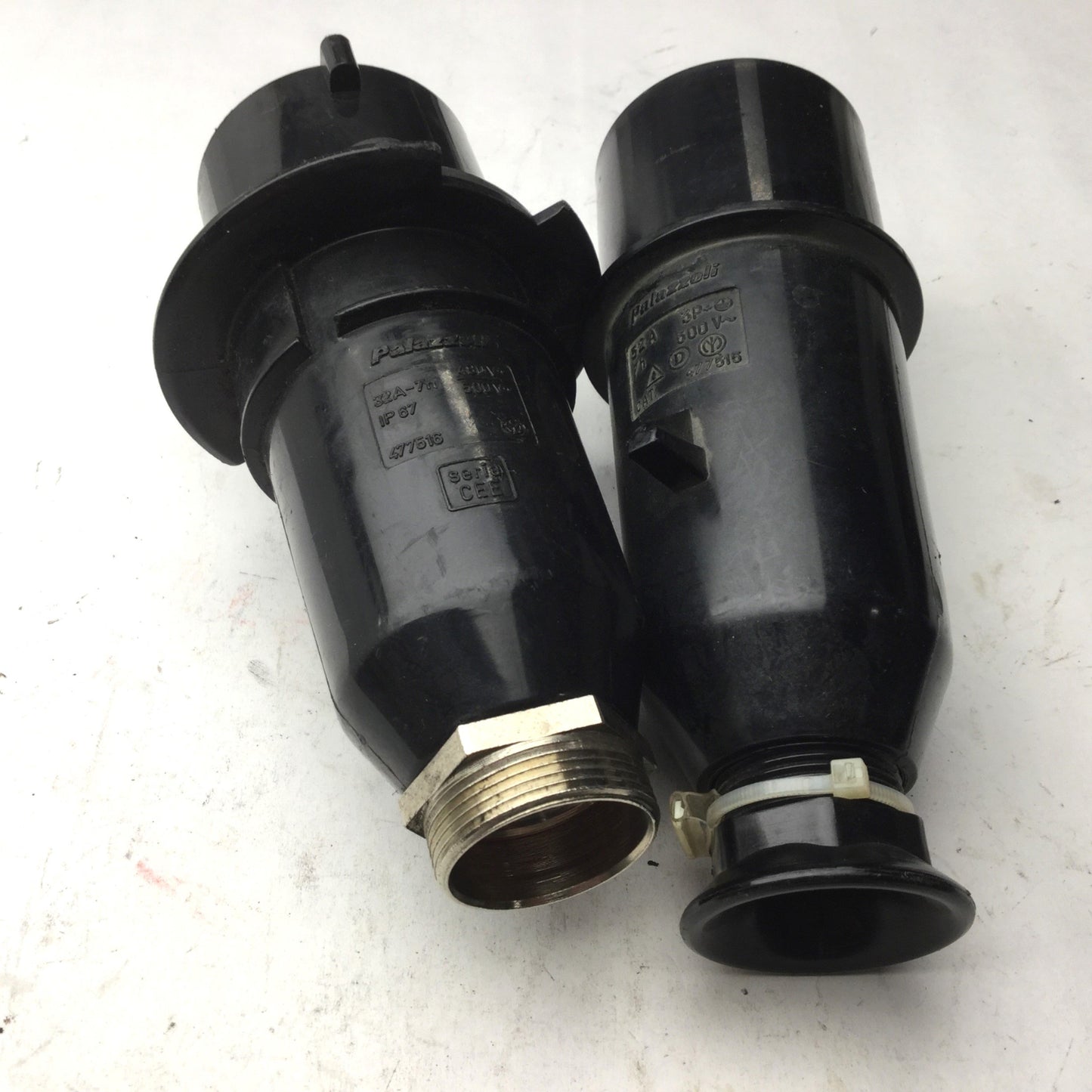 Used Lot of 2 Palazzoli v.45544 Male Connector Plugs, 500VAC, 3 Phase, 16 Amp 7h