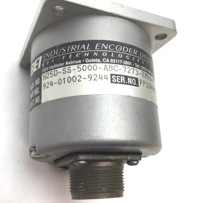 Used BEI H25D-SS-5000-ABC-7273-EM16-S Encoder, 5000 Pulses/Rev, 5-28VDC, 3/8" Shaft