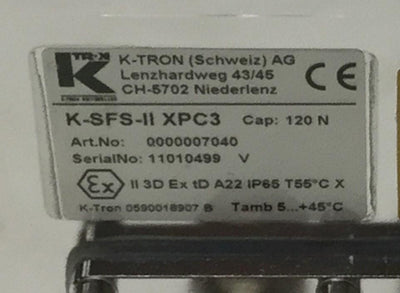 New – Open box K-Tron 0000007040 K-SFS-II XPC3 Microfeeder Smart Force Platform Scale 120N 12kg