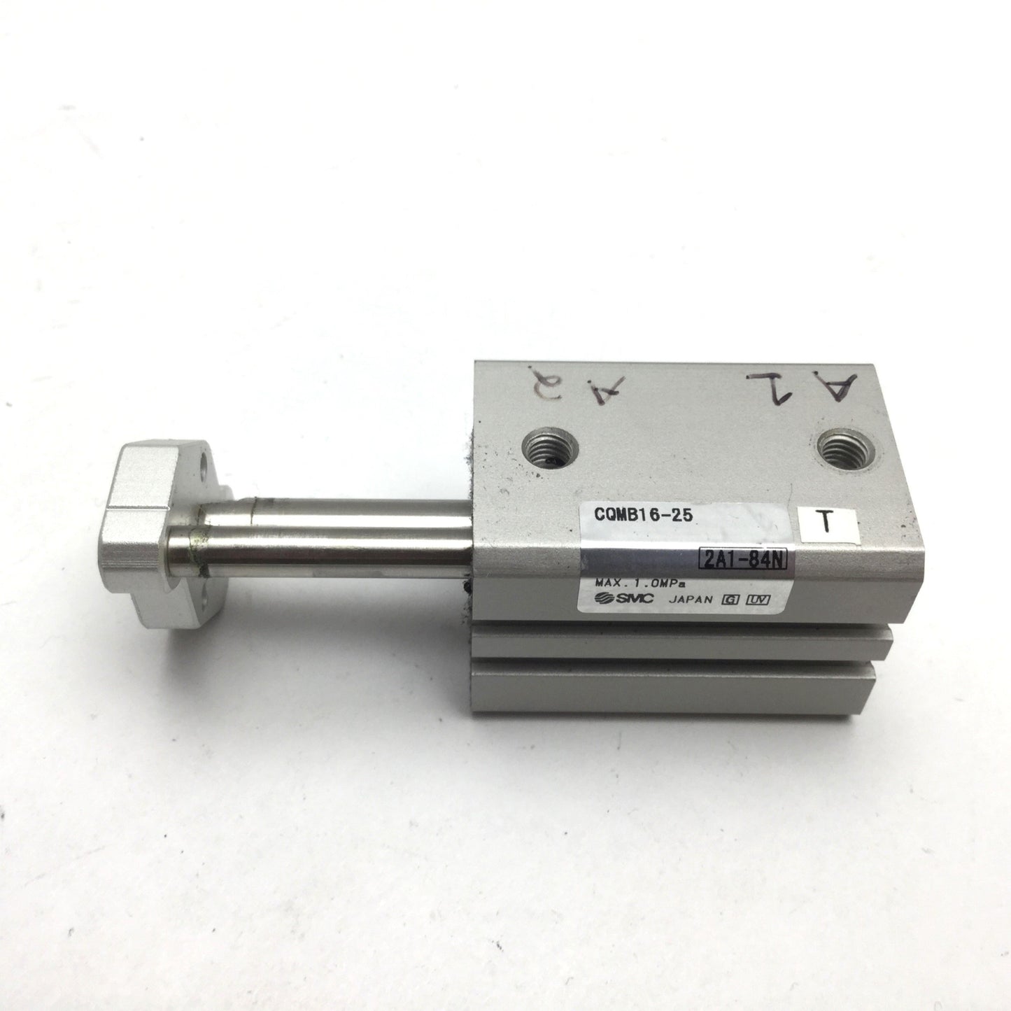 Used SMC CQMB16-25 Compact Cylinder, Bore: 16mm, Stroke: 25mm, 1.0Mpa, M5x0.8