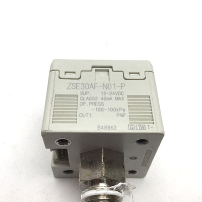 Used SMC ZSE30AF-N01-P Digital Vacuum Pressure Switch, 12-24VDC, -100 to 100kPa, PNP