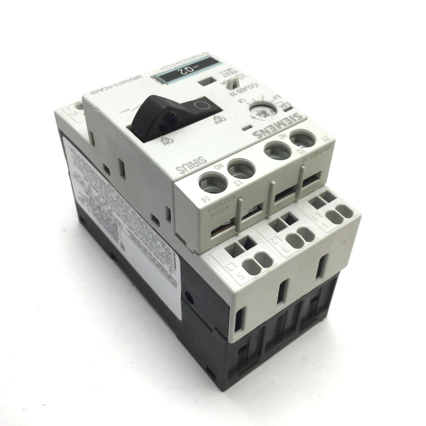 Used Siemens 3RV1011-1CA20 Motor Protector Circuit Breaker, Rating: 1.8-2.5A 690V
