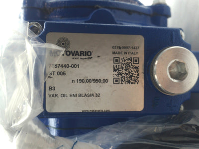 New – Open box MOTOVARIO ST 005 Motor Speed Variator, 190-950RPM, 14/19mm Shafts, B3 Mount