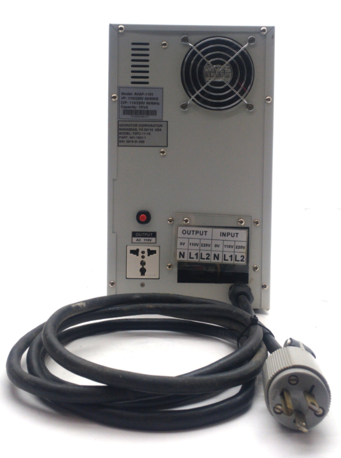Used Georator T3FC-11-1K Frequency Converter Out: 90-130/190-250VAC 50 or 60Hz 1KVA