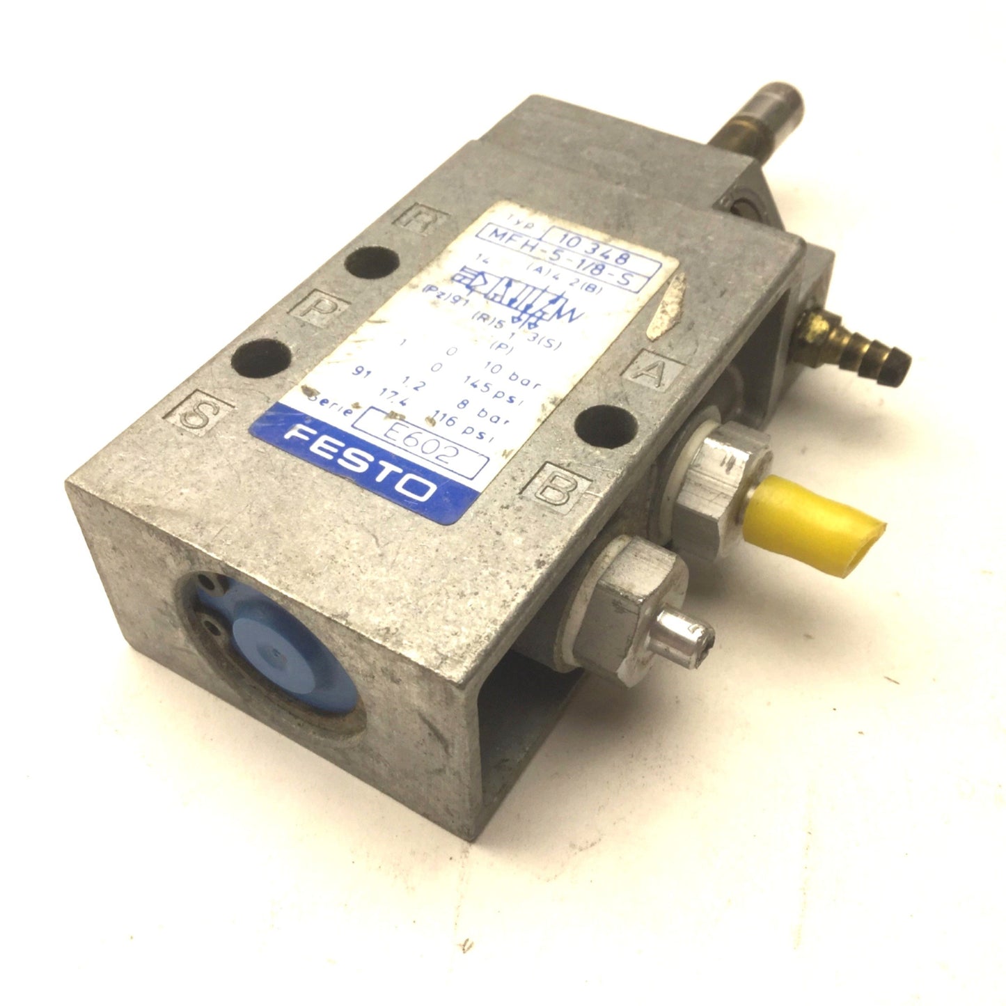 Used Festo MFH-5-1/8-S Solenoid Valve, 2-Position 5-Way, Pressure: 0-10bar (0-145psi)