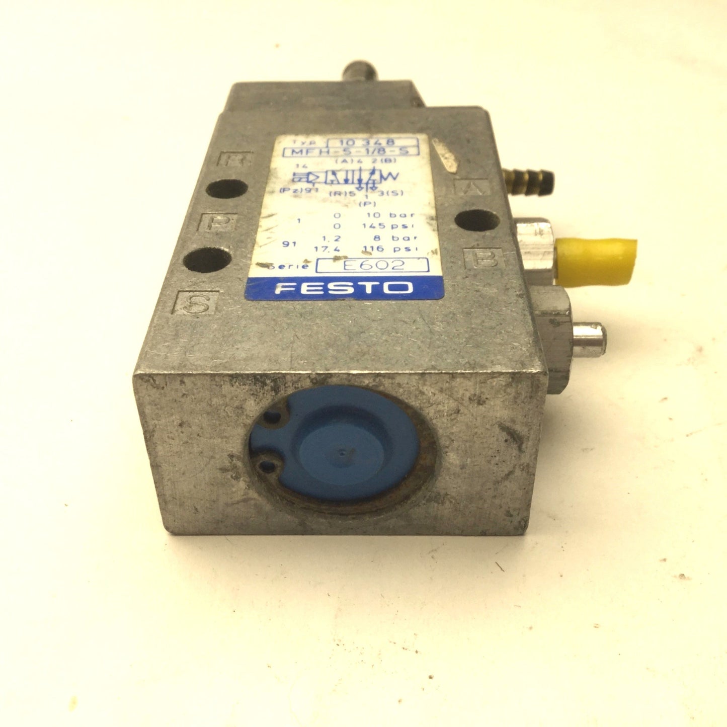 Used Festo MFH-5-1/8-S Solenoid Valve, 2-Position 5-Way, Pressure: 0-10bar (0-145psi)
