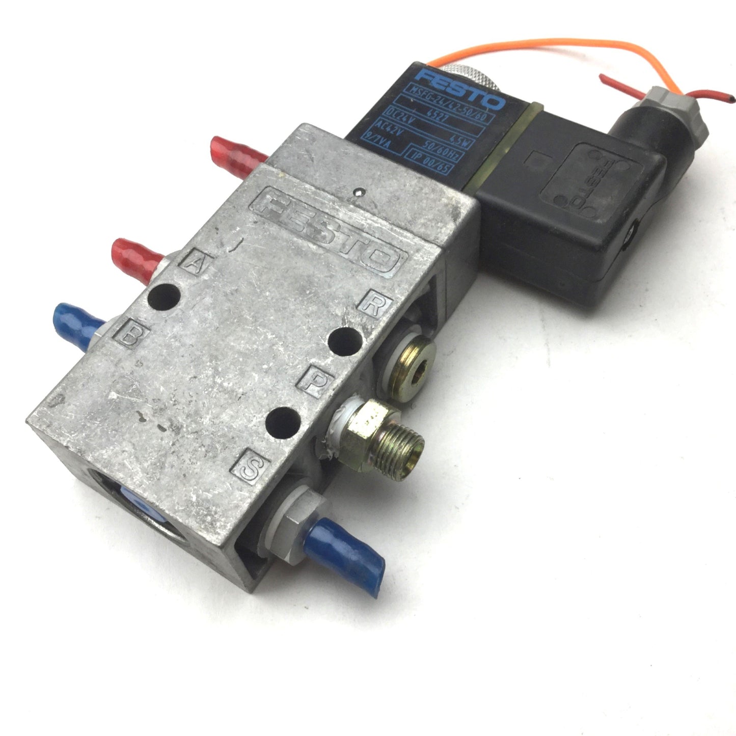 Used Festo MFH-5-1/8-S Solenoid Valve, 2-Position 5-Way, 0-10bar, 24VDC Coil