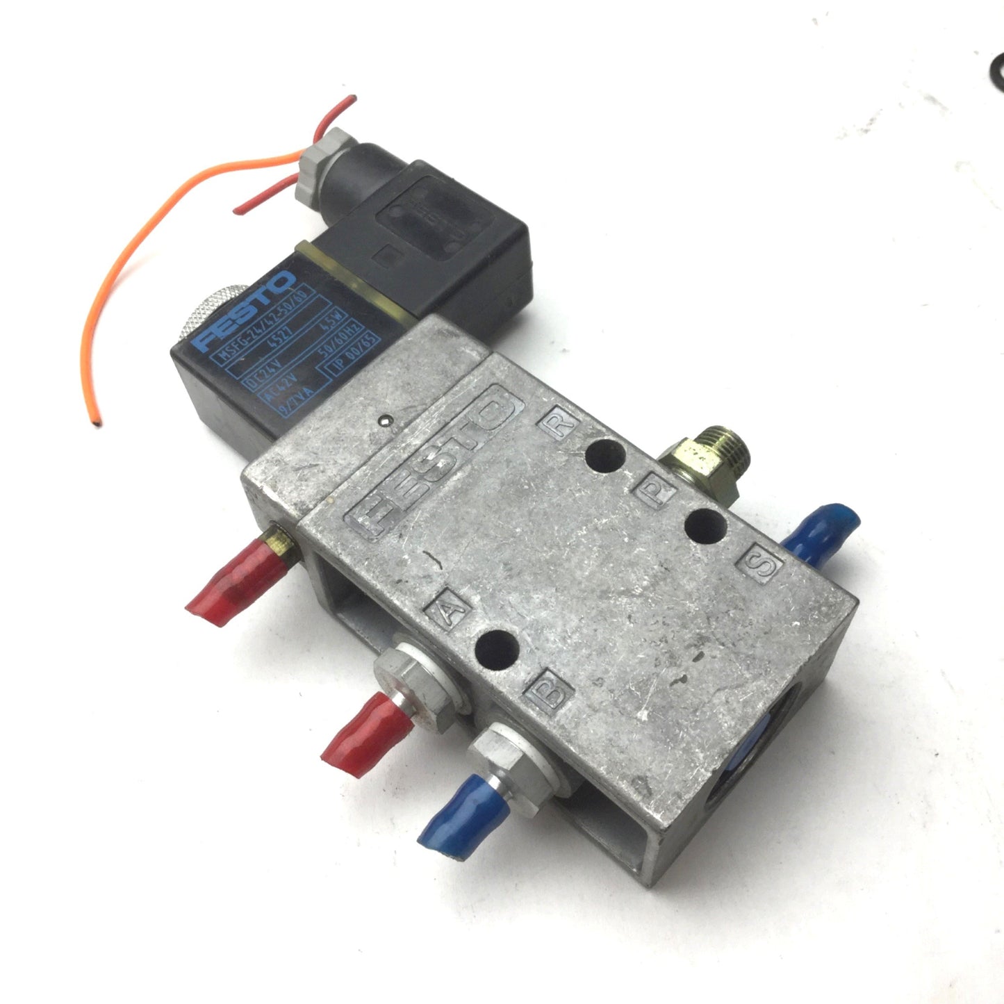 Used Festo MFH-5-1/8-S Solenoid Valve, 2-Position 5-Way, 0-10bar, 24VDC Coil