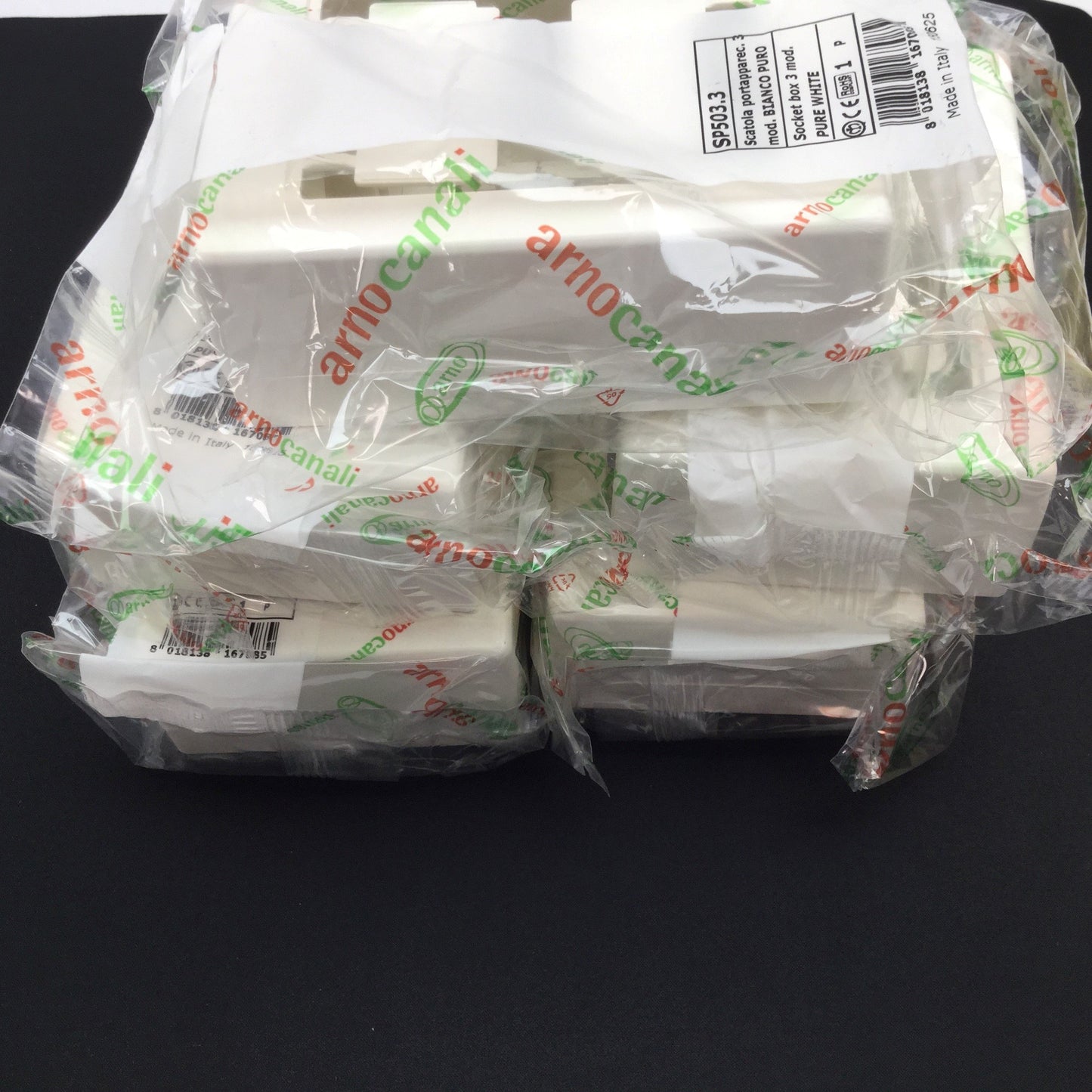 New Lot of 5 Arno Canali SP503.3 Socket Box, 3-Module, 134mm x 95mm x 51mm