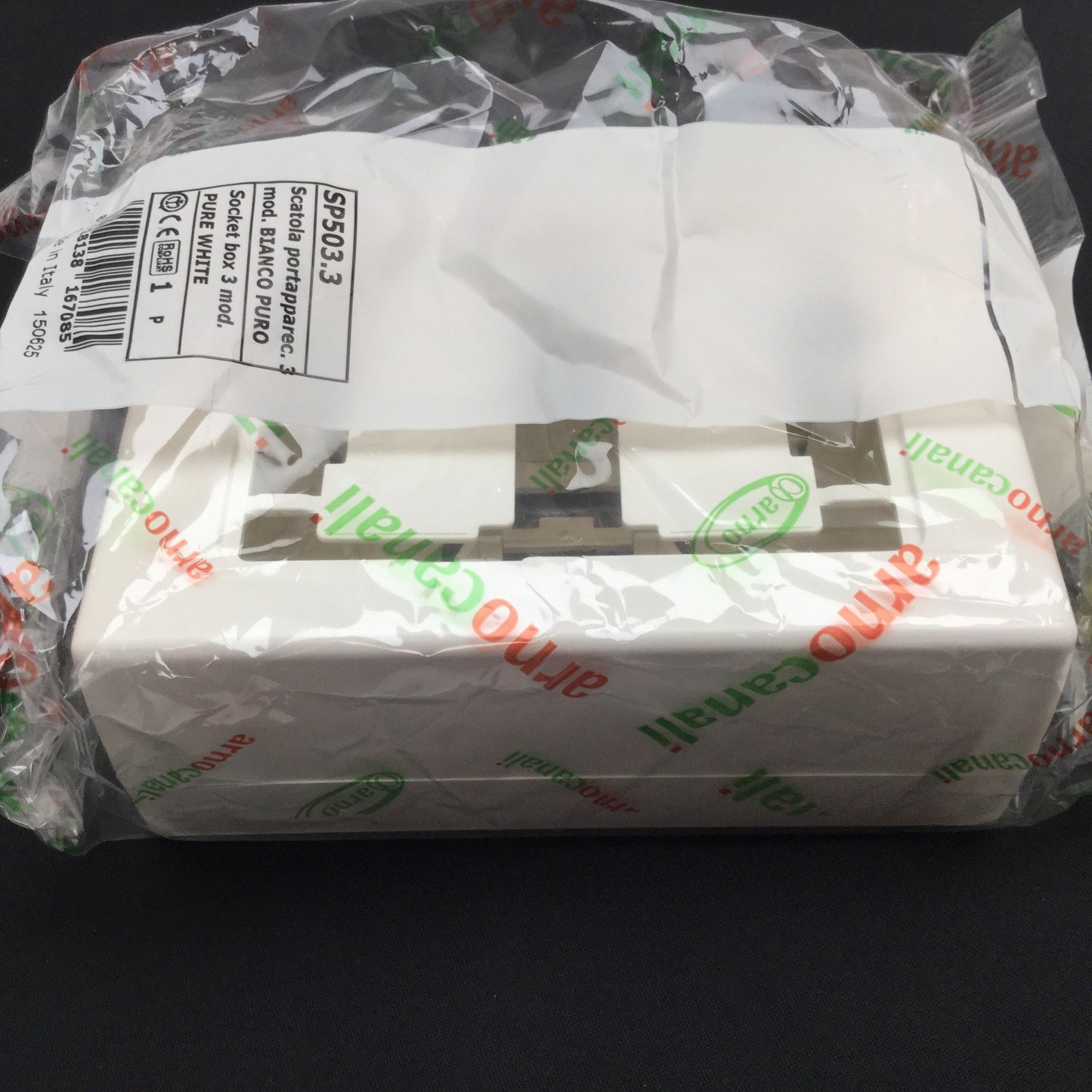 New Lot of 5 Arno Canali SP503.3 Socket Box, 3-Module, 134mm x 95mm x 51mm