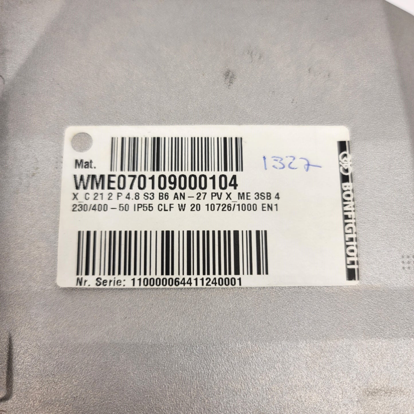 New – Open box Bonfiglioli Gearmotor ME 3SB 4 230/400-50 & C 21 2 P 4.8 S3 B6 AN, 4.8:1, 1.5Kw