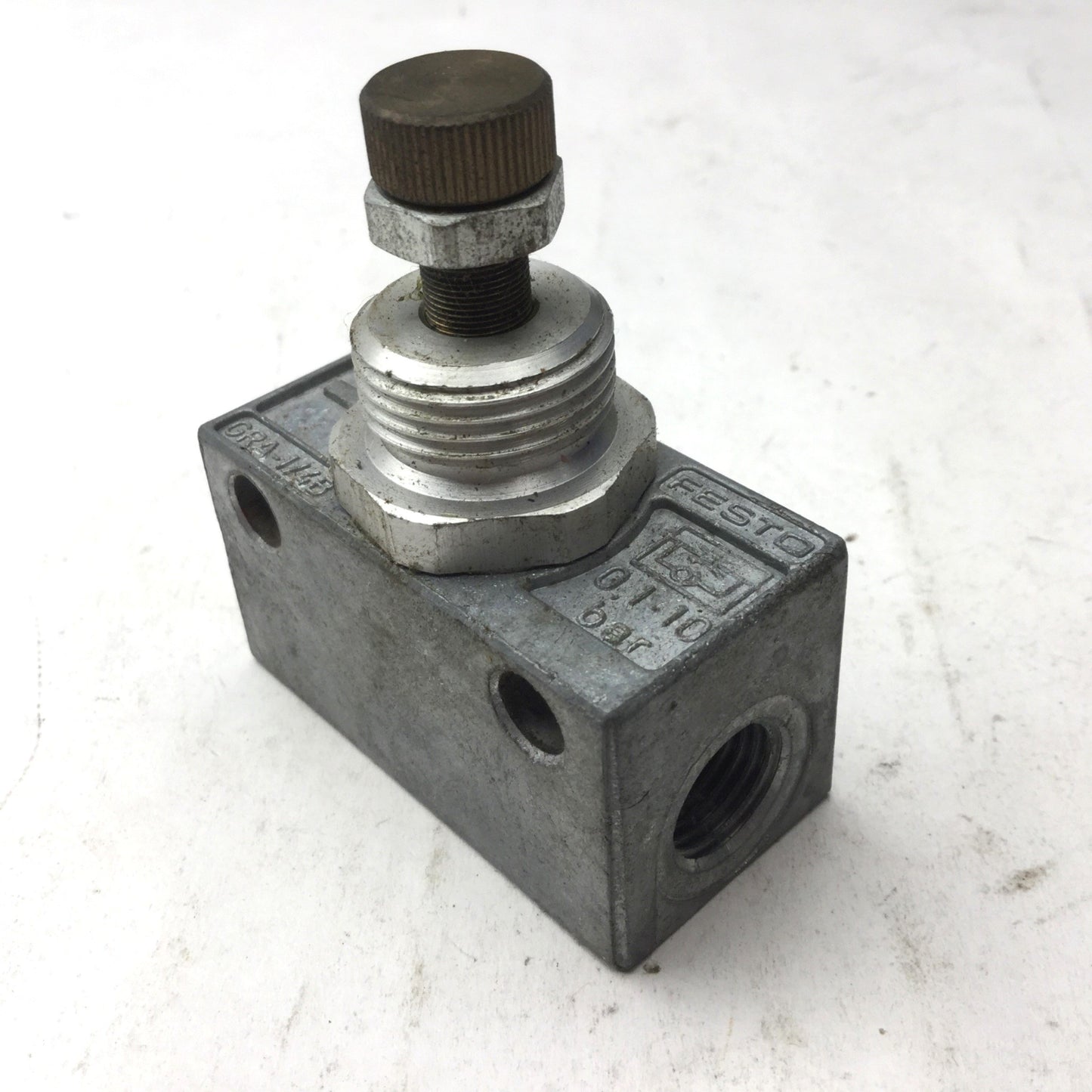 Used Festo GRA-1/4B One Way Control Valve, 1/4" NPT, 0.1-10 Bar