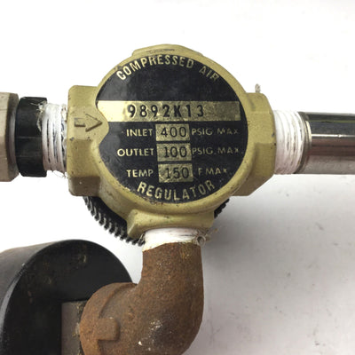 Used Compressed Air 9892K13 Pressure Regulator 400psig Max Inlet 100psig Out 1/4" NPT