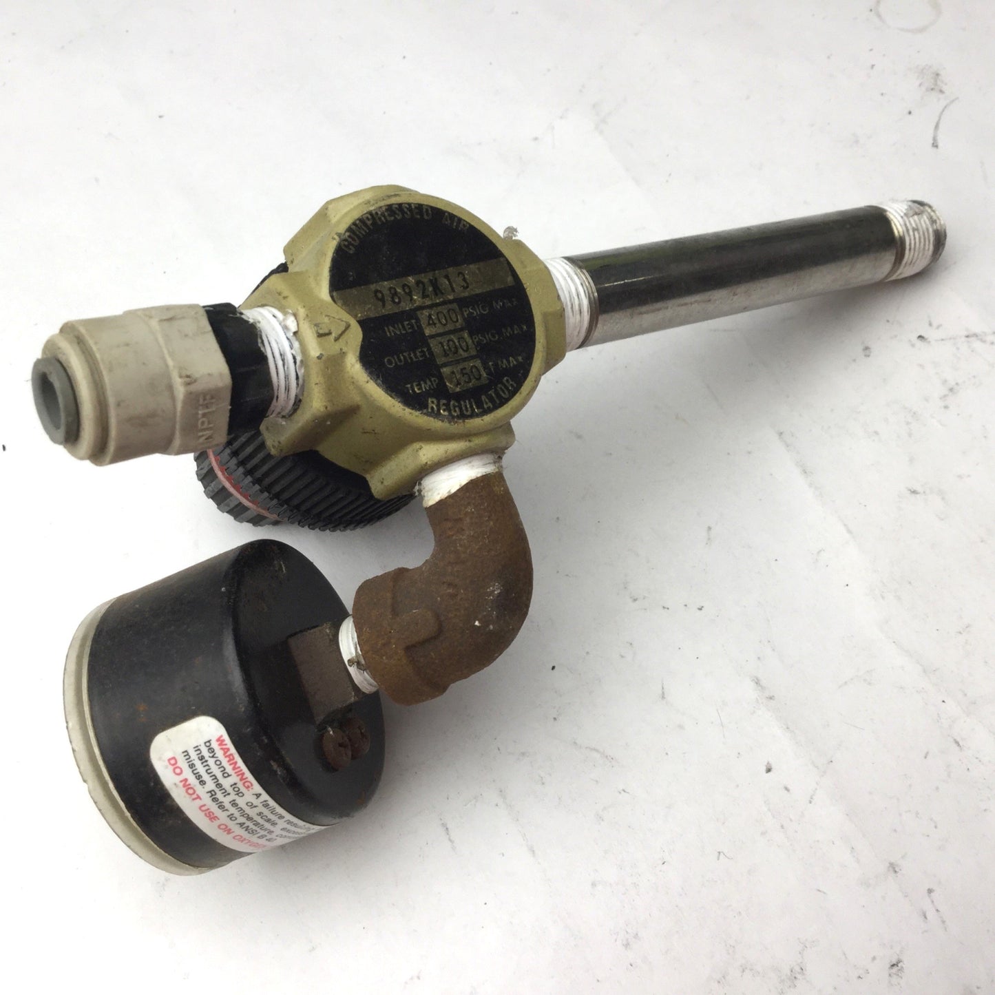 Used Compressed Air 9892K13 Pressure Regulator 400psig Max Inlet 100psig Out 1/4" NPT