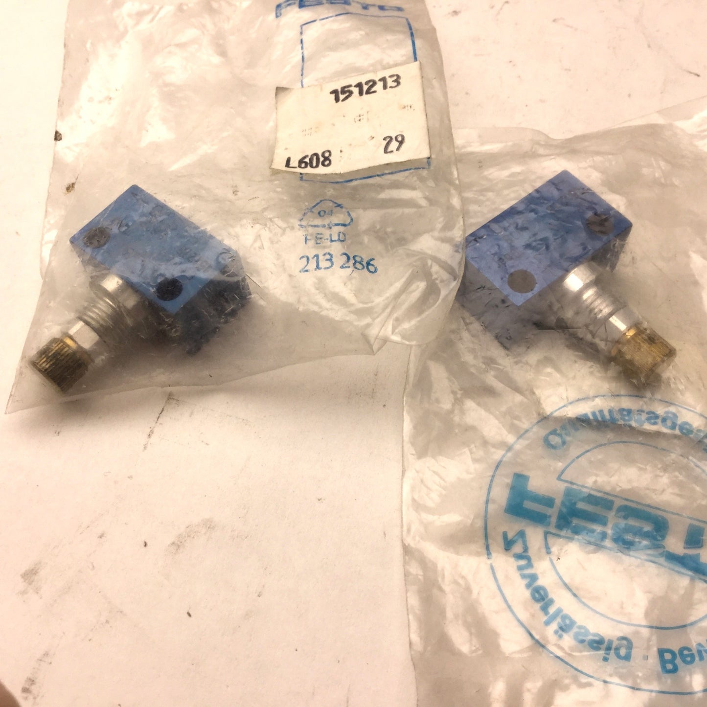 New Lot of 2 New Festo GR-M5B Control Valve, 0.5-10bar, One-Way, w/Barb Fittings