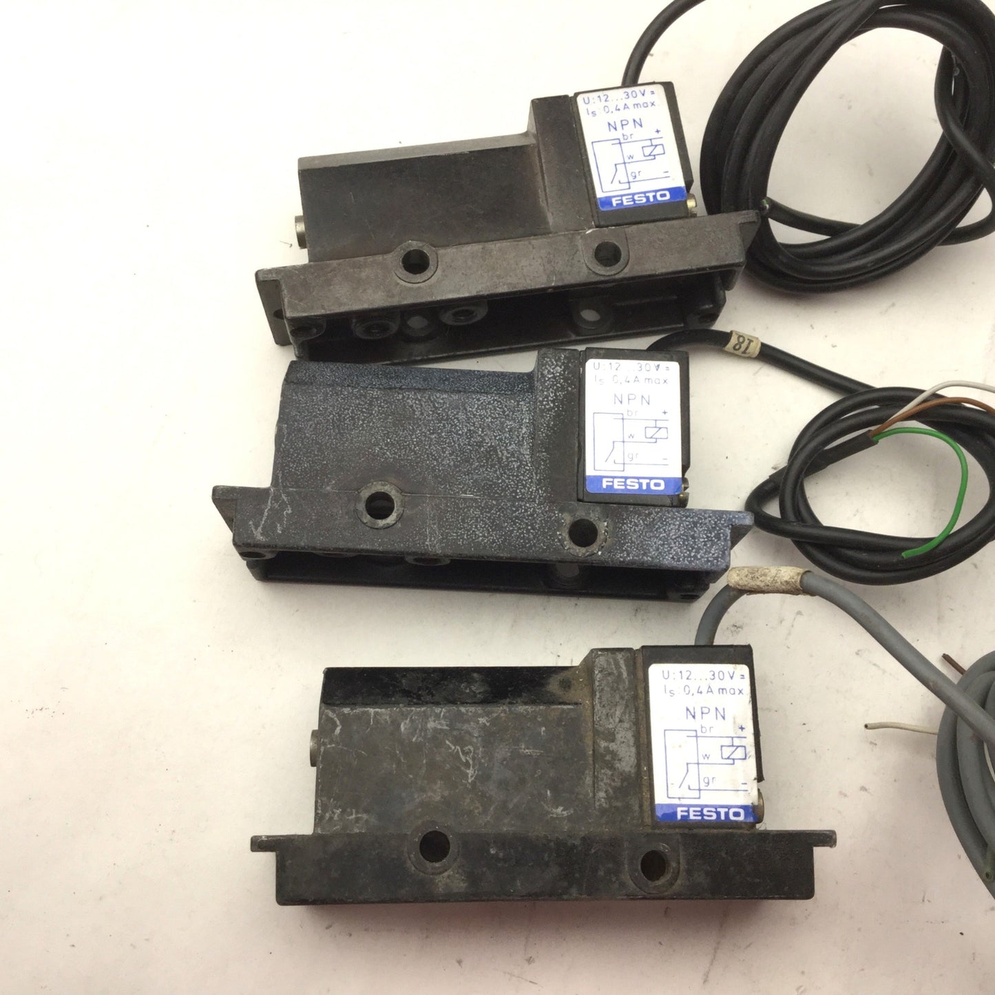Used Lot of 3 Festo PEN-M5 Pressure Switches, PNP, Voltage: 12...30V, .4A Max