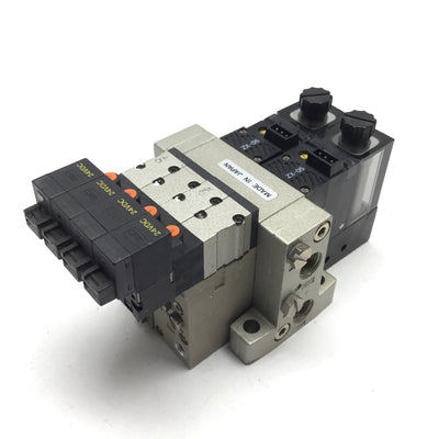 Used Bank of 2 SMC ZX-05 Vacuum Ejector Module Valve Solenoid Voltage 24VDC, 1/8" NPT