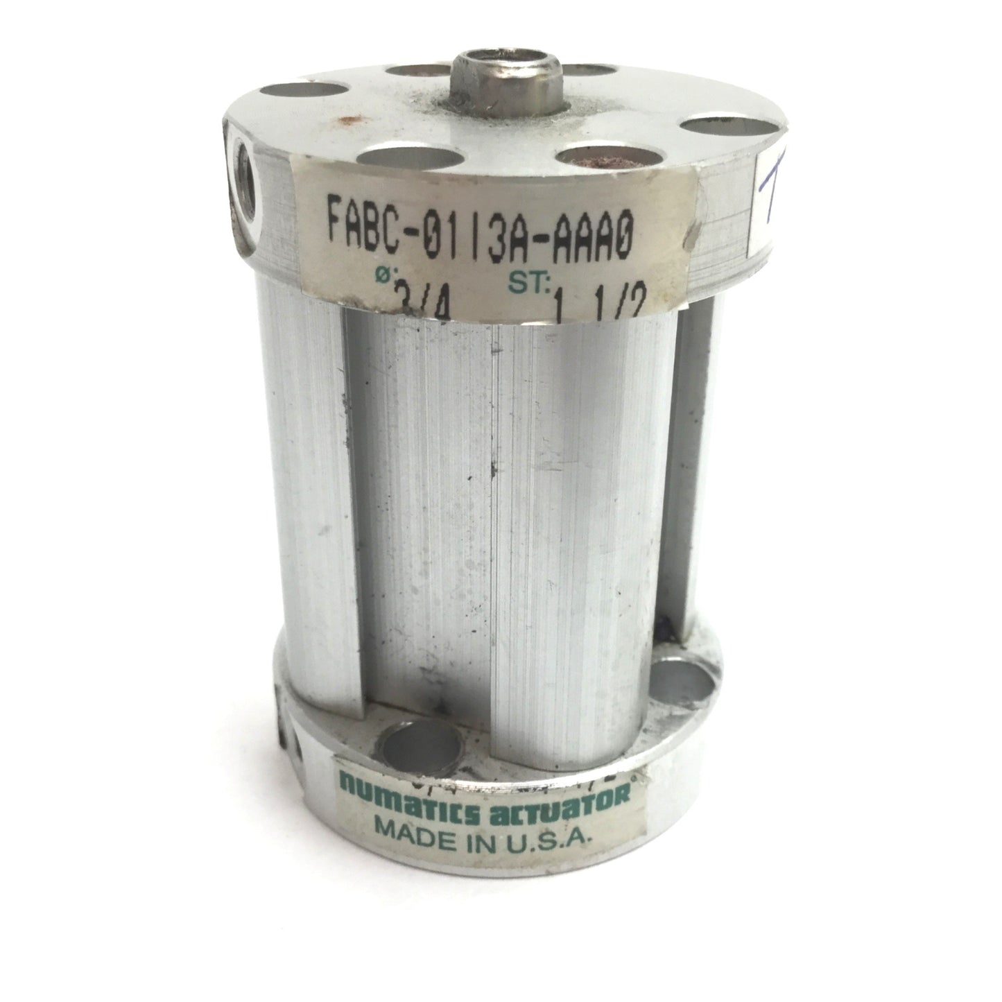 Used Numatics FABC-0113A-AAA0 Pneumatic Cylinder, Bore: 3/4", Stroke: 1-1/2", 10-32