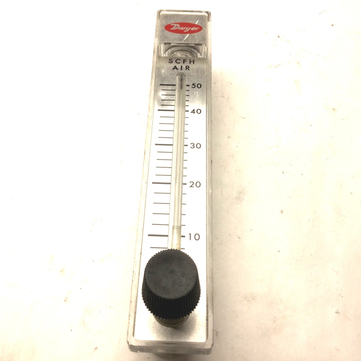 Used Dwyer RMB-52-SSV Air Flow Meter, 70psi Max, Range: 4-50 SCFH, Ports: 1/4" NPT