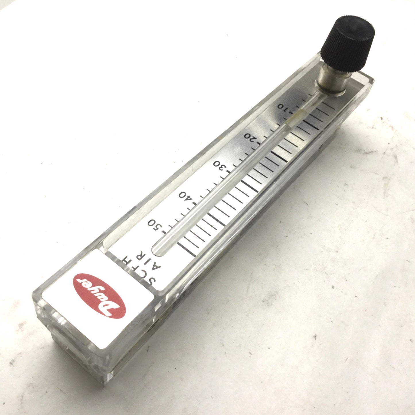 Used Dwyer RMB-52-SSV Air Flow Meter, 70psi Max, Range: 4-50 SCFH, Ports: 1/4" NPT