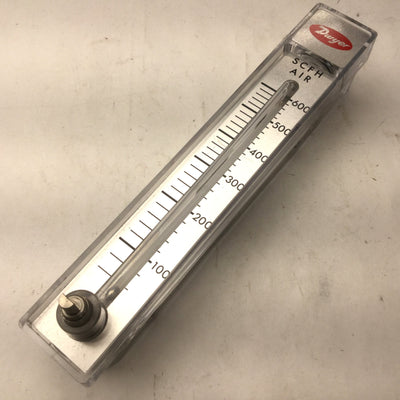 Used Dwyer RMB-57-SSV Air Flow Meter, 70psi Max, 60-600 SCFH, 1/4" NPT, Missing Knob