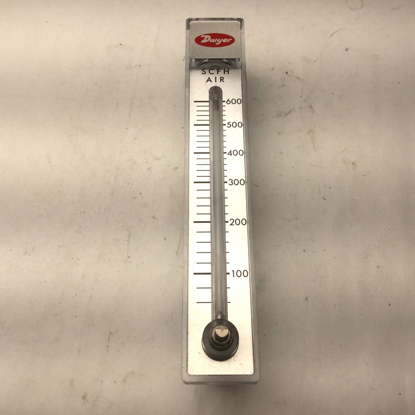 Used Dwyer RMB-57-SSV Air Flow Meter, 70psi Max, 60-600 SCFH, 1/4" NPT, Missing Knob