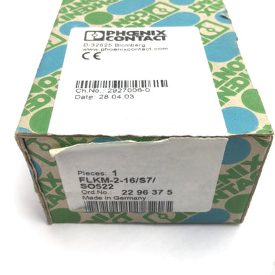 New – Open box Phoenix Contact FLKM-2-16/S7/SO522 2296375 Passive Terminal Module Interface