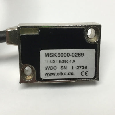 Used Siko MSK5000-0269 Incremental Magnetic Sensor 5æm, 5VDC, 0.5m w/16S-1 Connector