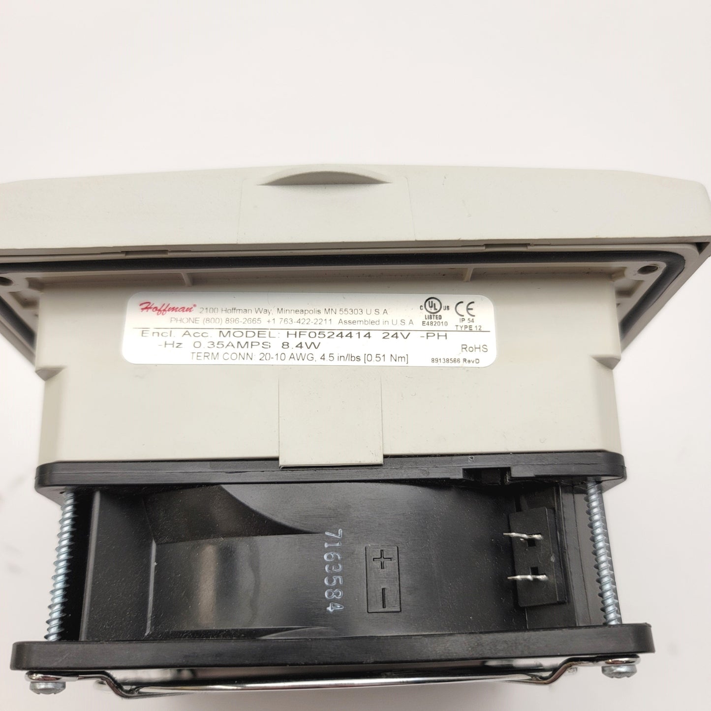 Used Pentair Hoffman HF0524414 Enclosure Filter Fan, 24VDC, 0.35A, 8.4W, 5" x 5"
