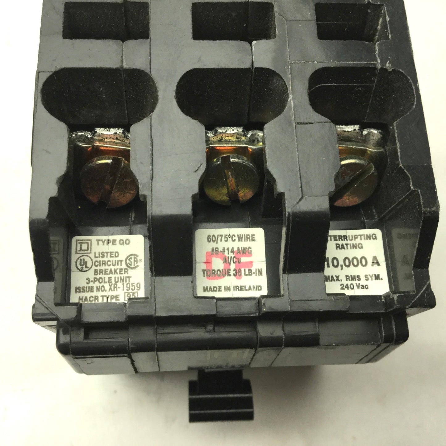 Used Lot Of 5 Assorted Square D Circuit Breakers 3x Single Pole, 1x 2-Pole, 1x 3-Pole