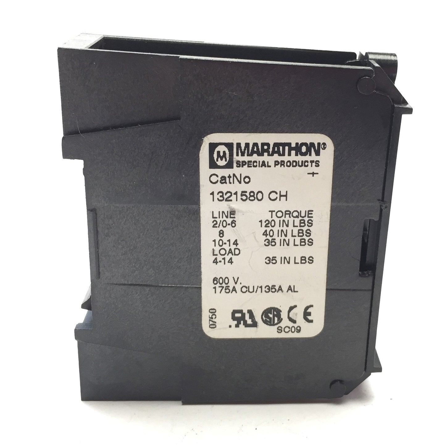 Used Marathon 1321580 CH Power Terminal Block, 1-Pole 6x Per Pole, 600V 175A