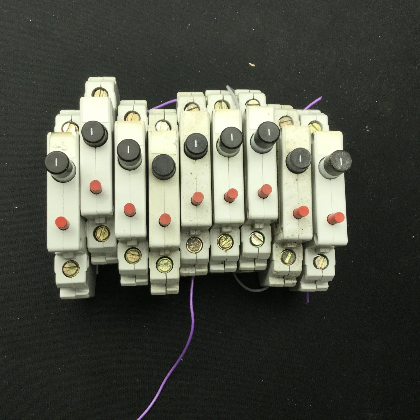 Used Lot of 9 Square D GCB10 Circuit Breakers, Series B, Rating: 1A 250VAC 65VDC