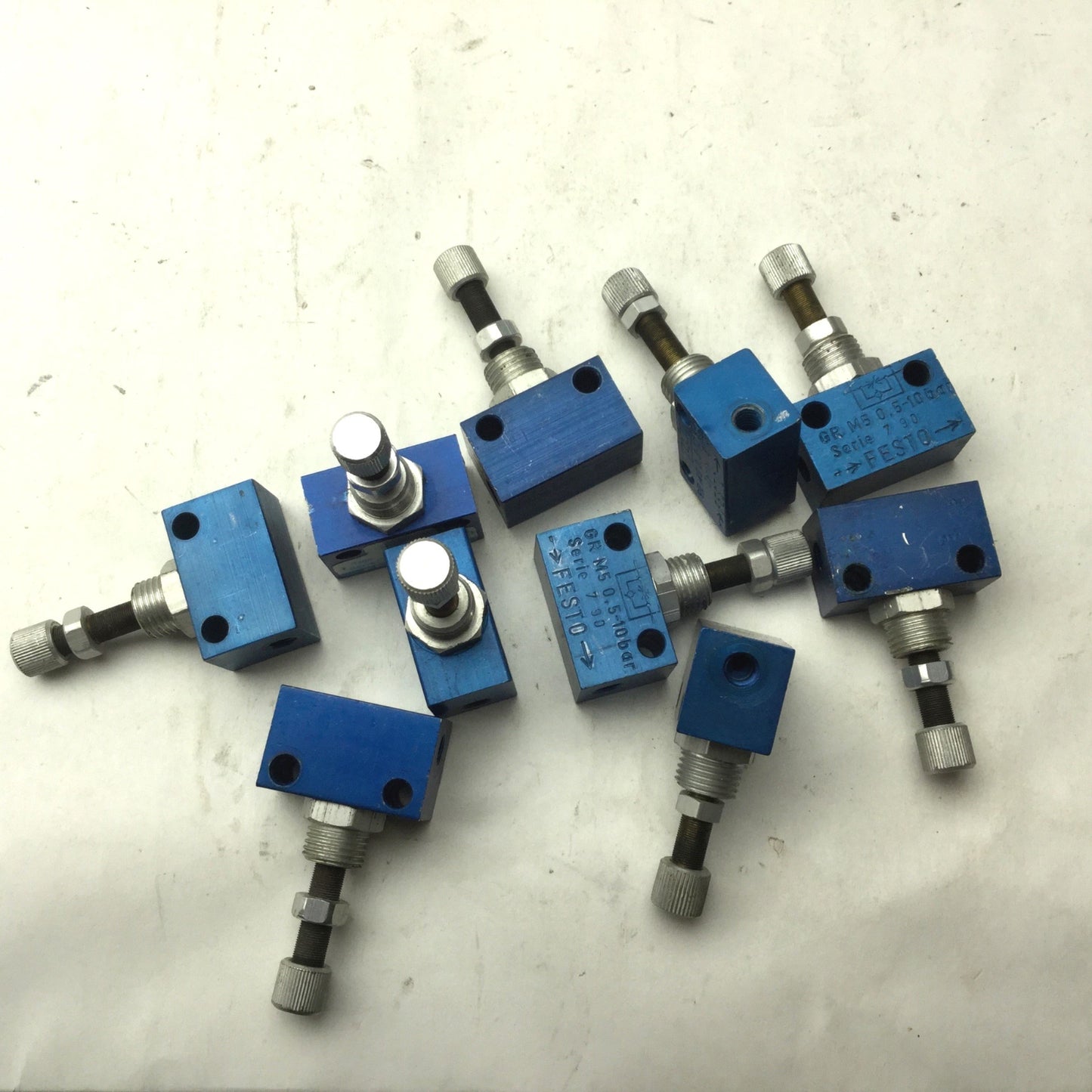 Used Lot of 10 Festo GR-M5 Flow Control Valves, Pressure Rating: 0.5-10bar, M5 Ports