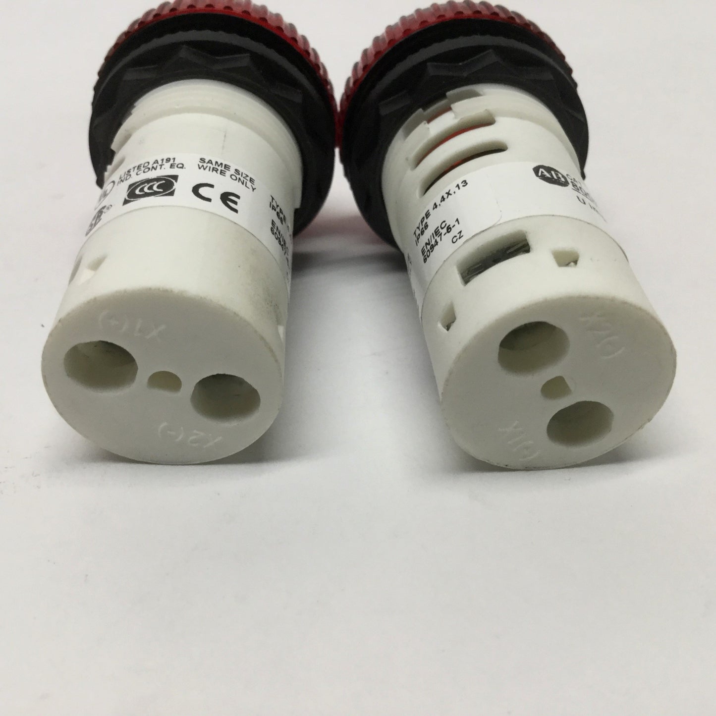Used Lot of 2 Allen Bradley 800FD-P4N3 Red LED Pilot Indicator Light 24V AC/DC, 22mm