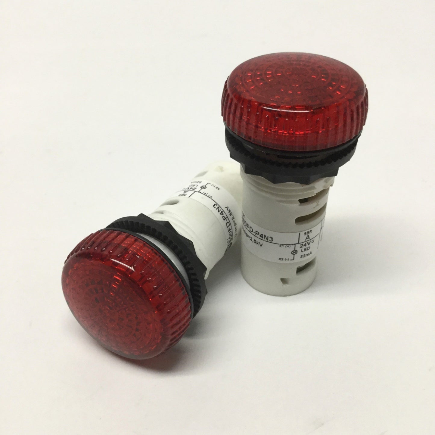 Used Lot of 2 Allen Bradley 800FD-P4N3 Red LED Pilot Indicator Light 24V AC/DC, 22mm