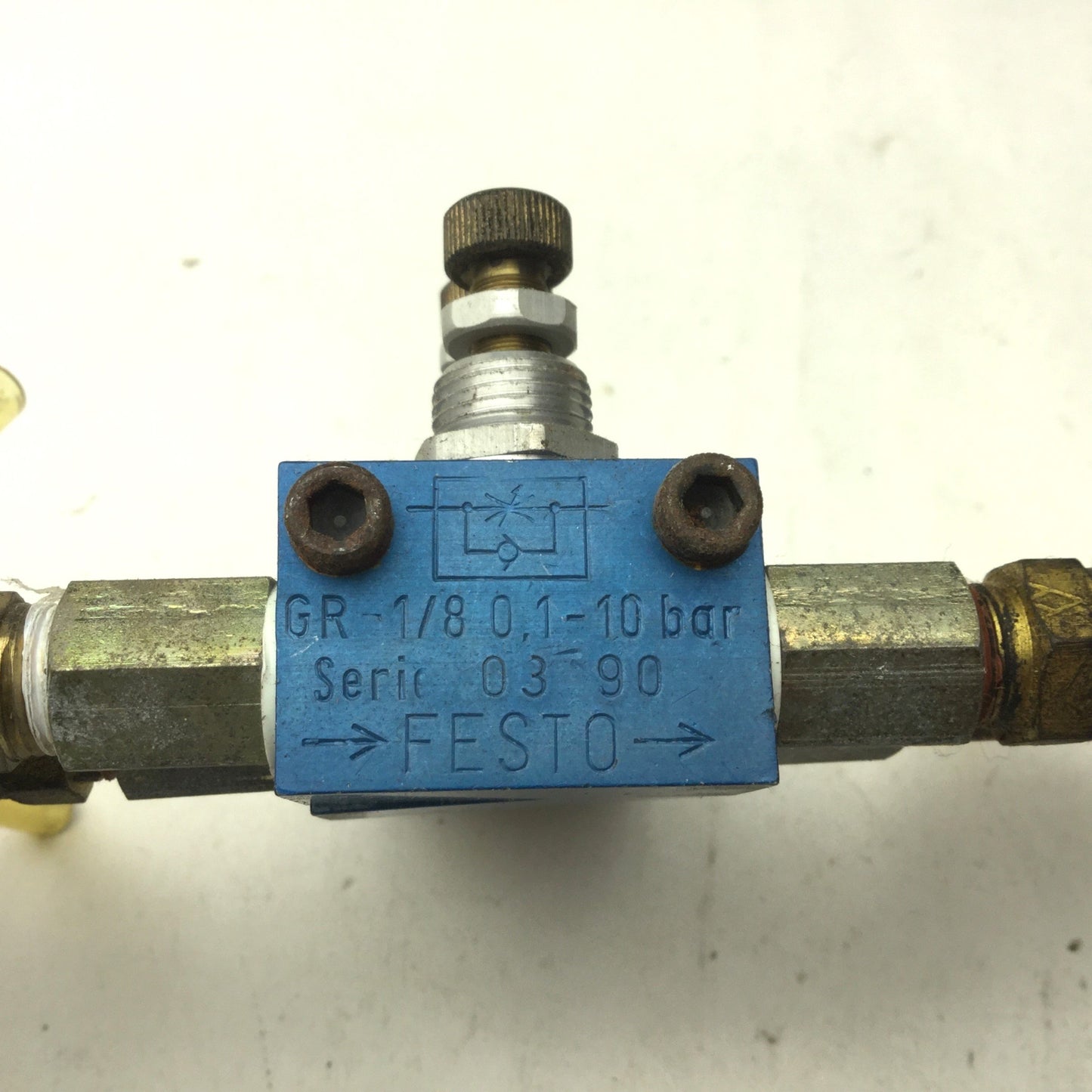 Used Bank of 2 Festo GR-1/8 Flow Control Valve, Inline, 0.1-10 bar, Ports: G1/8