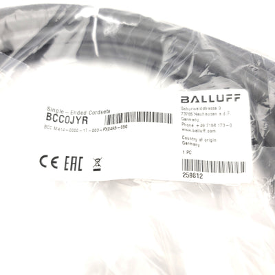 New – Open box Balluff BCC0JYR BCC M414-0000-1T-003-PX04A5-050 Single-Ended Cordset M12, 5m